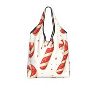 CSIVKEJ Merry Christmas Print Reusable Grocery Bags With Handles Lightweight Folds Into A Small Pouch Washable Design 3 PCS