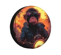 CSIVKEJ Monkey Riding Motorcycle Print Spare Tire Cover Dust-Proof Wheel Tire Cover Fit Jeep,Trailer, Rv, Suv And Many Vehicle