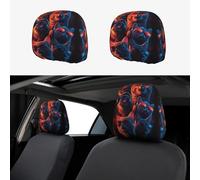 CSIVKEJ Neon Cat Print Car Head Rest Covers 2 Piece Car Seat Headrest Protector Fit Most Vehicles Auto Interior Accessories