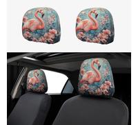 CSIVKEJ Pink Flamingo Print Car Head Rest Covers 2 Piece Car Seat Headrest Protector Fit Most Vehicles Auto Interior Accessories
