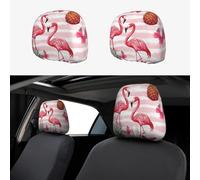 CSIVKEJ Pink Flamingo Print Car Head Rest Covers 2 Piece Car Seat Headrest Protector Fit Most Vehicles Auto Interior Accessories