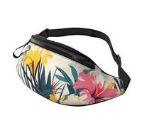 CSIVKEJ Red Yellow Flower Print Waist Bag Adjustable for Men Women Traveling Hiking Cycling Running Outdoors