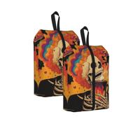 CSIVKEJ Skeleton Drinking Coffee Print Travel Shoe Bag Portable Storage Bag 2 Pcs