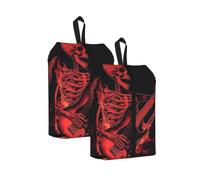 CSIVKEJ Skeleton Playing Guitar Print Travel Shoe Bag Portable Storage Bag 2 Pcs