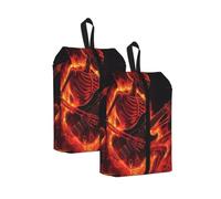 CSIVKEJ Skeleton Playing Guitar Print Travel Shoe Bag Portable Storage Bag 2 Pcs