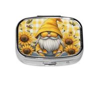 CSIVKEJ Summer 3D Sunflowers Print Square Pill Box 2 Compartment Decorative Pocket Purse Portable Mini Travel Medicine Holder Organizer