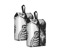 CSIVKEJ White Fire Skeleton Print Travel Shoe Bag Portable Storage Bag 2 Pcs