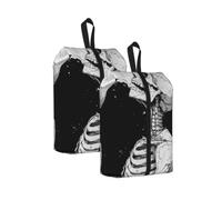 CSIVKEJ White Fire Skeleton Print Travel Shoe Bag Portable Storage Bag 2 Pcs