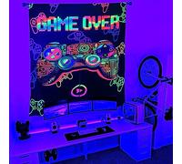 Csivoisw Gaming Curtains for Boys Bedroom, Gamer Window Curtain Glow in The Blacklight, Teen Boy Girls Video Game Blackout Curtains for Game Room Bedroom Decor 45x63 Inch