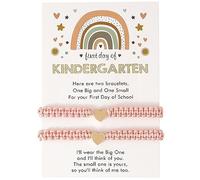 CSIYANJRY99 Back to School Gifts Mommy and Me Matcing Heart Charm Wish Bracelets- Separation Anxiety First Day of School Gifts for Mother Daughter Teachers, One Size, Leather, no gemstone