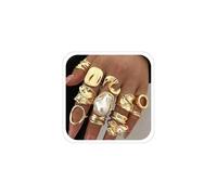 CSIYANJRY99 Chunky Gold Rings Set for Women Gold Stacking Knuckles Rings Set Accessorie Open Ring Boho Prom Costume Jewelry, Metal, Cubic Zirconia