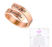 CSIYANJRY99 Just Breathe Rings for Women 304 Stainless Steel Spiral Wrap Healing Rings Adjustable Inspirational Heartfelt Rings Just Breathe Heart Lotus Rings, Stainless Steel, Crystal