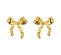 CSIYANJRY99 Trendy Bow Earrings for Women Rhinestone Bow Pearl Drop Dangle Earrings Gold Ribbon Bowknot Studs Christmas Stocking Stuffers 2025, Zinc, No Gemstone