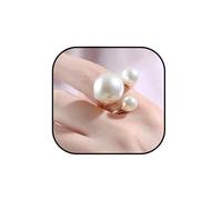 CSIYANJRY99 Vintage Pearl Ring Stacking Promise Pearl Rings Adjustable Open Finger Ring Trendy Personality Statement Jewelry for Women, Metal, No Gemstone