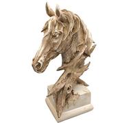 CSjihua 16" Animal Horses Head Bust Table Sculpture Retro Resin Home Decor Statue for Bedroom,Living Room,Dining Desk,Bookshelf,Office,Study and Coffee Tables（Brown）