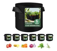 Cskunxia 6-Pack 5 Gallon Grow Bag, Non-Woven Fabric Pots Plant Bag, Plant Grow Bags with Handles, Garden Plants Bags for Potatoes, Carrots, Tomatoes and Other Vegetable,Fruits