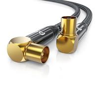 CSL - 1 m HDTV Antenna Cable with Braiding 8k 4k HDTV - Antenna Plug (Angle) to Antenna Coupling (Angle) - 135 dB 75 Ohm - 90° Angled - DVB-T and DVB-T2 DVB-C DVB-S DVB-S2 Radio FM DAB