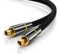 CSL - 1m HQ Platinum Toslink optical digital cable S PDIF audio cable - aluminium plug gold-plated contacts nylon braided - FOC fibre-optic cable - Home entertainment Hifi TV consoles media centre
