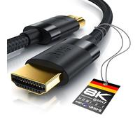 CSL - 8k / 4k HDMI Cable 2.1/2.0-2m - 8K @ 60Hz / 120Hz - 4K @ 240Hz - 48 Gbit/s - 3D - Ultra High Speed with Ethernet - TV Blu-ray PS5 Xbox Series X Switch - Black - 2 Metres