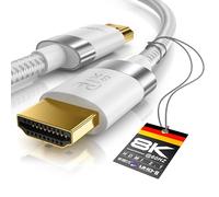 CSL - 8k / 4k HDMI Cable 2.1/2.0-4m - 8K @ 60Hz / 120Hz - 4K @ 240Hz - 48 Gbit/s - 3D - Ultra High Speed with Ethernet - TV Blu-ray PS5 Xbox Series X Switch - White - 4 Metres