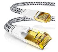 CSL CAT 7 Network Cable Flat and Thin LAN Cable for 10 Gigabit High Speed Internet Cable 10 Gbps Cat.7 RJ45 Cable for Switch Router Modem PC 15 m White