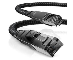 CSL - CAT 8.1 Network Cable 40 Gbits - 3 m - Cotton Jacket - Black Series - LAN Cable Patch Cable RJ45 - CAT 8 Gigabit Ethernet Cable - 40000 Mbits - S/FTP PIMF Shielding - Compatible with Cat 6 Cat 7