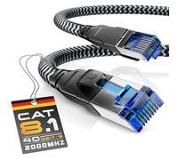 CSL CAT.8 Network Cable 40 Gbits - 1 m - Cotton Jacket - LAN Patch Cable RJ45 - CAT 8 Gigabit Ethernet Cable - 40000 Mbits Speed - S/FTP PIMF Shielding - Black