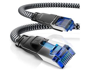 CSL CAT.8 Network Cable 40 Gbits - 10 m - Cotton Jacket - LAN Patch Cable RJ45 - CAT 8 Gigabit Ethernet Cable - 40000 Mbits Speed - S/FTP PIMF Shielding - Black