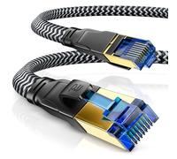 CSL - CAT 8 Network Cable Flat 40 Gbits - Cotton Coat - 10m - LAN Cable Patch Cable - CAT 8 Gigabit RJ45 Ethernet Cable - 40000 Mbits Speed - Flat Ribbon Cable - Installation Cable - Cat 6 Cat 7