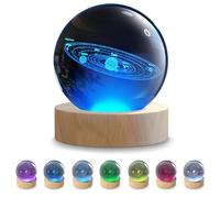 CSL-Computer 3D Crystal Ball, K9 Crystal Ball Night Light, LED Light Hologram Glass, Lamp with Solid Wood Base, USB Powered LED Crystal Ball, RGB, 2.4inch 6cm, Lamp for Home Decor