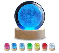 CSL-Computer 3D Crystal Ball, K9 Crystal Night Light, LED Hologram Glass, Solid Wood Base, USB Powered, RGB, 6cm, Home Decor