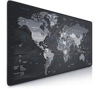 CSL-Computer TITANWOLF XXL Speed Gaming Mouse Mat, 900 x 400 mm, XXL Mouse Mat, Table Mat, Large Size, Improves Precision and Speed, Non-Slip, Design World Map Wolf Head