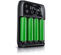 CSL-Computer Universal Battery Charger - Intelligent Li-Ion, Ni-MH, Ni-Cd, Lifepo4 Charger - 4 Slots - LCD Display - for 18650, AA, AAA Rechargeable Batteries