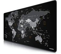 CSL-Computer - XXL mouse pad gaming titanium wolf 900 x 400 mm - mouse pad XXL gaming large - table mat large size - improves precision and speed - design world map black, type 4, 4, A303997x1