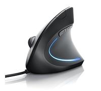 CSL - Optical Mouse Wired 6400 DPI - Vertical Design - Ergonomic Design - Prevention of Mouse Arm Tennis Elbow - Especially Gentle on the Arm - 5 Buttons Black
