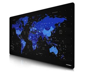 CSL - Oversized Mouse Pad 1200 x 600 mm World Map - XXXL Mouse Pad Large with Motif - Table Mat Large Size - Improves Precision and Speed - XXL Gaming for Logitech Mouse and Keyboard - Blue