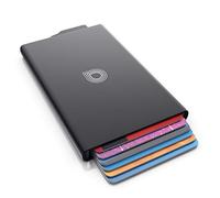 CSL Pop Up Card Holder Wallet for Men and Women, RFID Blocking Aluminium Bank Card Case, Slim Minimalist Metal Wallet Holds 6 Credit Cards, NFC Contactless Protection, 107 x 62 x 8 mm, Black