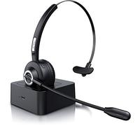 CSL - Single-Sided Wireless Headset with Microphone, Mono Headset with Noise Cancelling, One Singel Ear PC headphone Bluetooth V4.1 multipoint for Smarphone Laptop Tablet Call Center Office Zoom