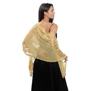 Cslbiuni Women’s Moon Star Pashmina Wrap for Evening Wedding Dress Silk Sheer Bridal Bridesmaid Shawl, Peony Gold, One Size