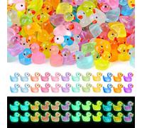 CSLGDMAI 120Pcs Mini Luminous Ducks, 12 Colours Resin Tiny Ducks, Small Plastic Ducks Bulk for Aquarium, Fairy Garden, Dollhouse, Crafts and Landscape Decor