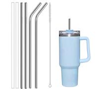 CSLGDMAI 6 Psc Plastic/Stainless Steel Replacement Cup Straw,Straws Reusable for 40oz Stanley Cups,Compatible with Stanley Mug Accessories Hydro Flask Water Bottle, with Cleaning Brush