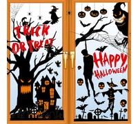 CSLGDMAI 87PCS Halloween Window Stickers Reusable - Double-Sided Static Window Clings with Bats, Ghosts, Pumpkin, Castle for Halloween Decorations, Party Window Decals for Home, Glass, Door
