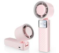 Cslmas Handheld Fan, Powerful Portable Fan [20Hrs Max Cooling], Turbo Mini Fan,105° Personal Rechargeable Fan, 1-199 Speed, Foldable, LED Display, Gifts for Women Men Outdoor Indoor (Nude Pink)