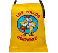 CSM Supply Los Pollos Hermanos Yellow Apron - 100% Cotton - 2 Large Pockets - Black Adjustable Strap - Bad - Unisex - Breaking, Yellow, Adult