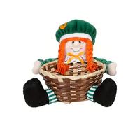 Csnbfiop Patricks Day Plush Decoration Basket Irish Leprechaun Tomtes Faceless Dwarfs Figurines Ornaments For Home