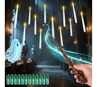 CSNDICE Floating Candles with Wand, 12pcs Floating Candle with 13 Batteries, Battery(Included) Operated Candles with 6H Timer, Warm Light Flashing Hanging Candle, Birthday Party Christmas Decoration