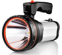 CSNDICE Rechargeable Spotlight Flashlight -Flashlights High Lumens 9000 IPX45 Waterproof Spotlight 6600mAh Power Bank with USB Cable and Carrying Strap for Camping Hiking Outdoor (Silver)