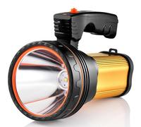 CSNDICE Romer LED Rechargeable Handheld Searchlight High-Power Super Bright 9000 MA 6000 LUMENS CREE Tactical Spotlight Torch Lantern Flashlight (Gold)