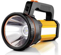 CSNDICE Torch Rechargeable, Torches LED Super Bright Rechargeable, IP65 Waterproof Flashlight with Side Light, 10000mAh Long Lasting Torch for Outdoor Emergency, Camping, Hiking