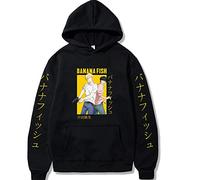 CSOCKS Anime Banana Fish Hoodie Ash Lynx Long Sleeve Anime Printed Sweatshirt Pullover with Pockets for Men Women A-black